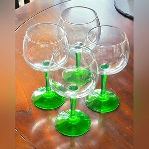 Green Stemmed Wine Glasses